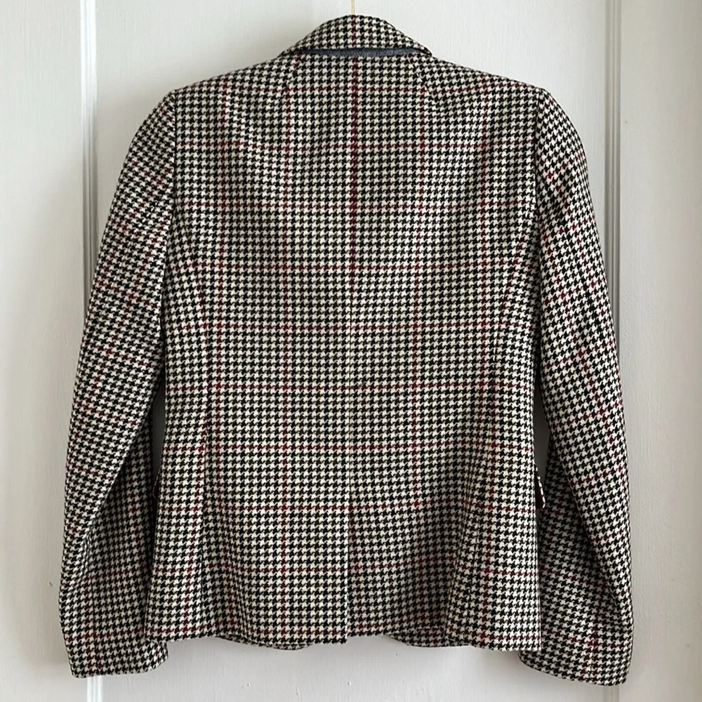 J.Crew Fitted Herringbone Plaid Two Button Wool Blend Blazer Jacket Size 00 - Picture 2 of 15